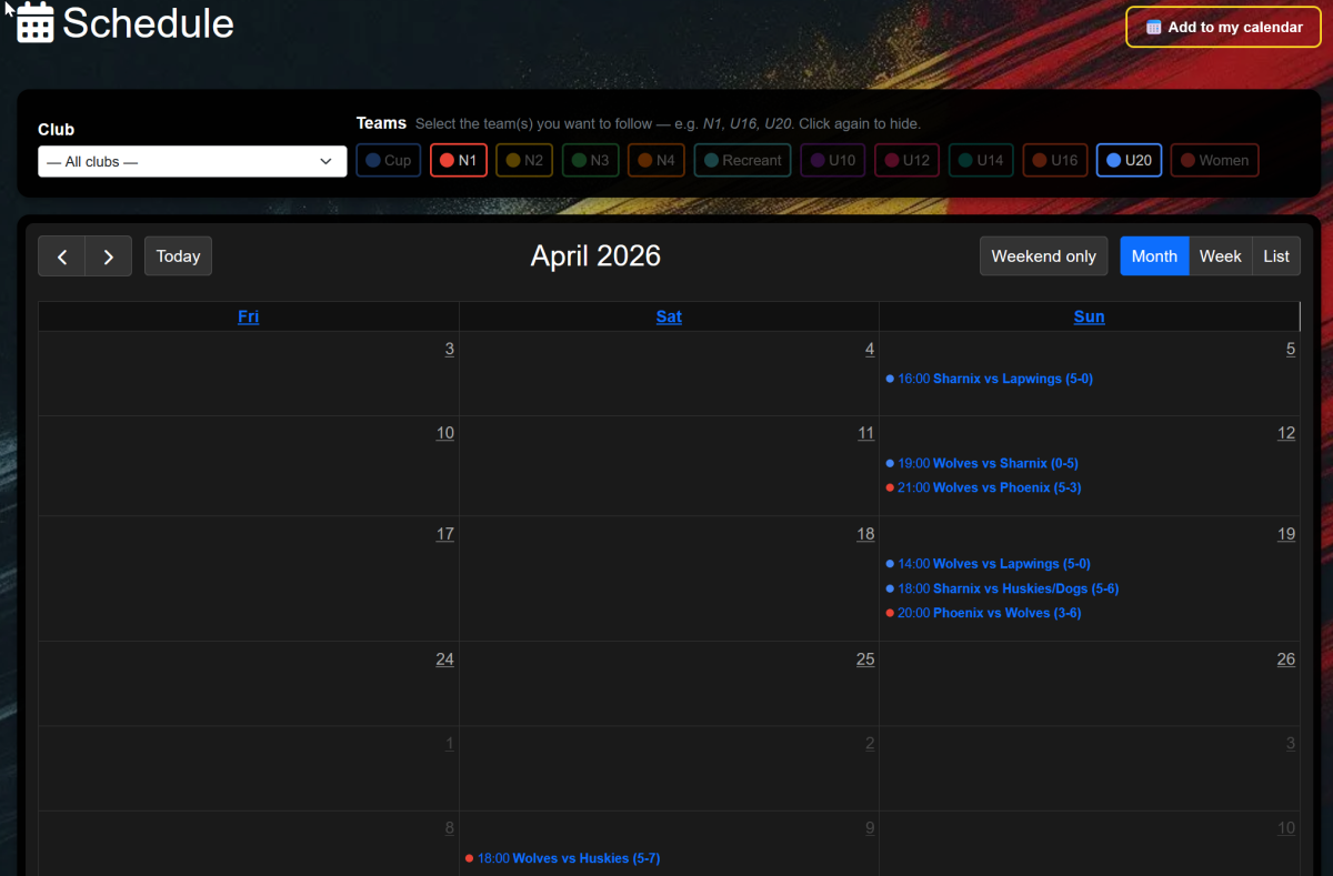Schedule page overview